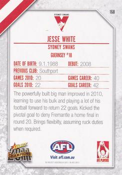 2011 Select AFL Champions #168 Jesse White Back